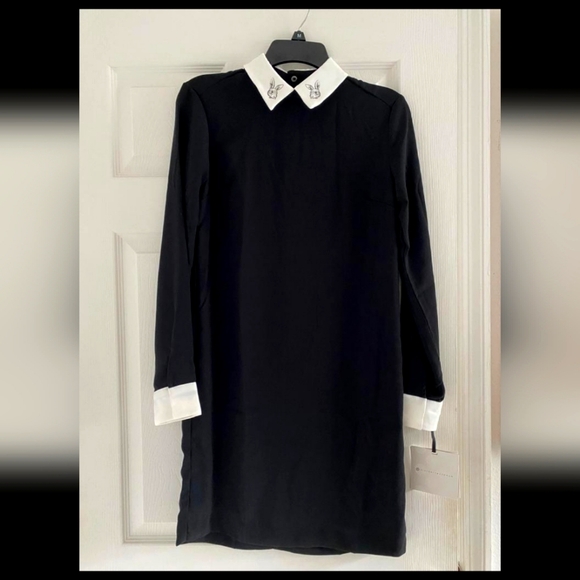 NWT Victoria Beckham collared bunny dress XS black and white - Picture 1 of 7